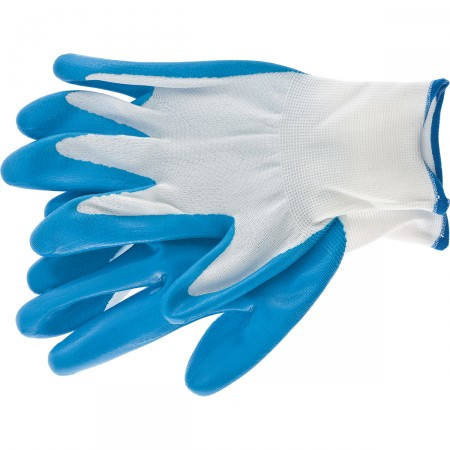Перчатки полиэфирные с синим нитрильным покрытием маслобензостойкие, L, 15 класс вязки. СИБРТЕХ - фото 1 - id-p116033705