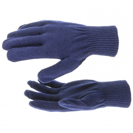 Перчатки трикотажные, акрил, цвет: синий, двойная манжета, Россия. СИБРТЕХ - фото 1 - id-p116033756