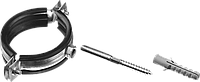 Хомут трубный с гайкой, оцинкованный, в комплекте с сантехнической шпилькой и дюбелем, 1/2", 1шт