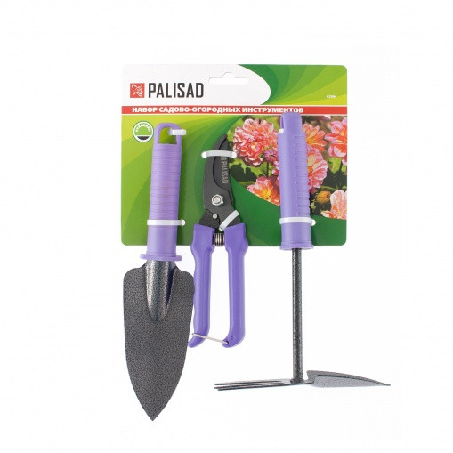 Набор садового инструмента с секатором, пластиковые рукоятки, 3 предмета, Standard, Palisad - фото 3 - id-p116036016