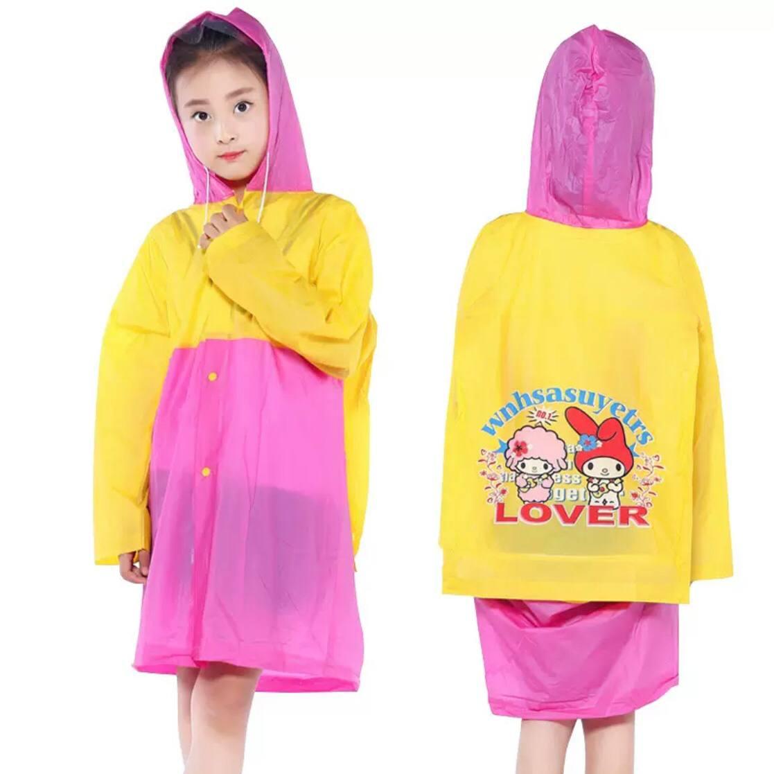 Дождевик детский с местом под рюкзак розовый, фото 1