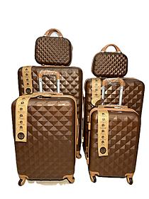 Комплект пластиковых дорожных чемоданов на 4-х колёсах-S,M,L,XL- 2 бьюти кейса.