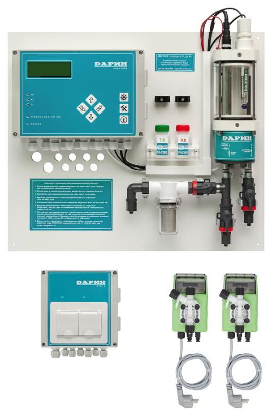 Автоматическая станция дозирования для бассейнов, c мембранными насосами Кристалл М Redox, рН