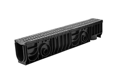 Лоток ливнеприемника водоотвода MEDIUM 100.175 h195 с решеткой пластиковой, кл. С250 (металлик)