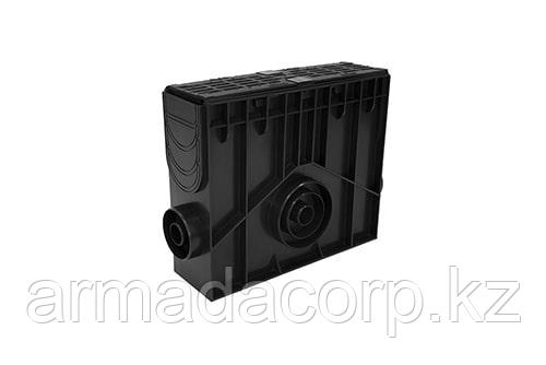 Пескоуловитель 100 h419 пластиковый в сборе с решеткой 100 чугунной щелевой С250, фото 1