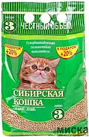 Наполнитель Сибирская кошка древесный супервпитывающий для котят, Лесной, 3л