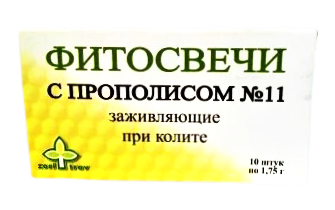 Фитосвечи (суппозитории) №11, Заживляющие при колите и трещинах прямой кишки, 10шт