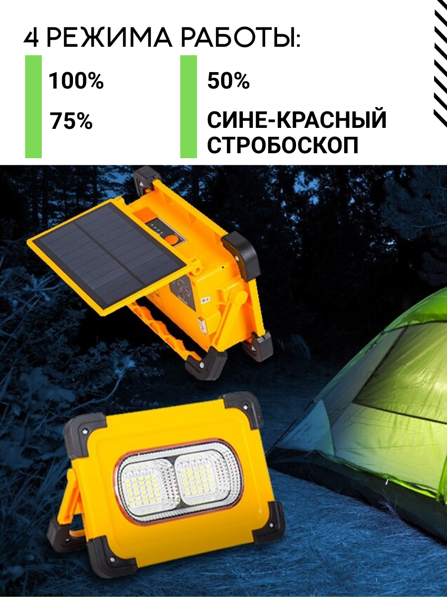 Светодиодный прожектор на солнечной батарее + колонка + Power Bank на 12000mAh, модель BTS-06 - фото 4 - id-p116050460