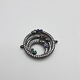 Коннектор с сердечками, с фианитами, 21мм, фото 2