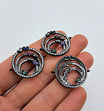 Коннектор с сердечками, с фианитами, 21мм, фото 3