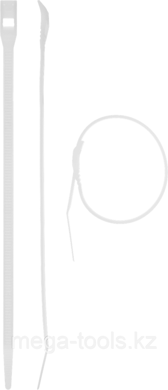 Кабельные стяжки белые КОБРА, с плоским замком, нейлоновые, пакет 30930-   серия «ПРОФЕССИОНАЛ»