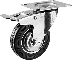 Колеса поворотные с тормозом, из литой резины с металлическим диском 30936-B   серия «ПРОФЕССИОНАЛ»