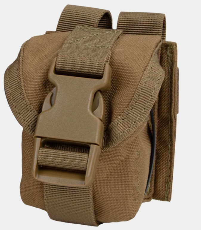 Подсумок одинарный закрытый PANTAC для ручной гранаты Цвет - Койот. Cordura 1000, фото 1