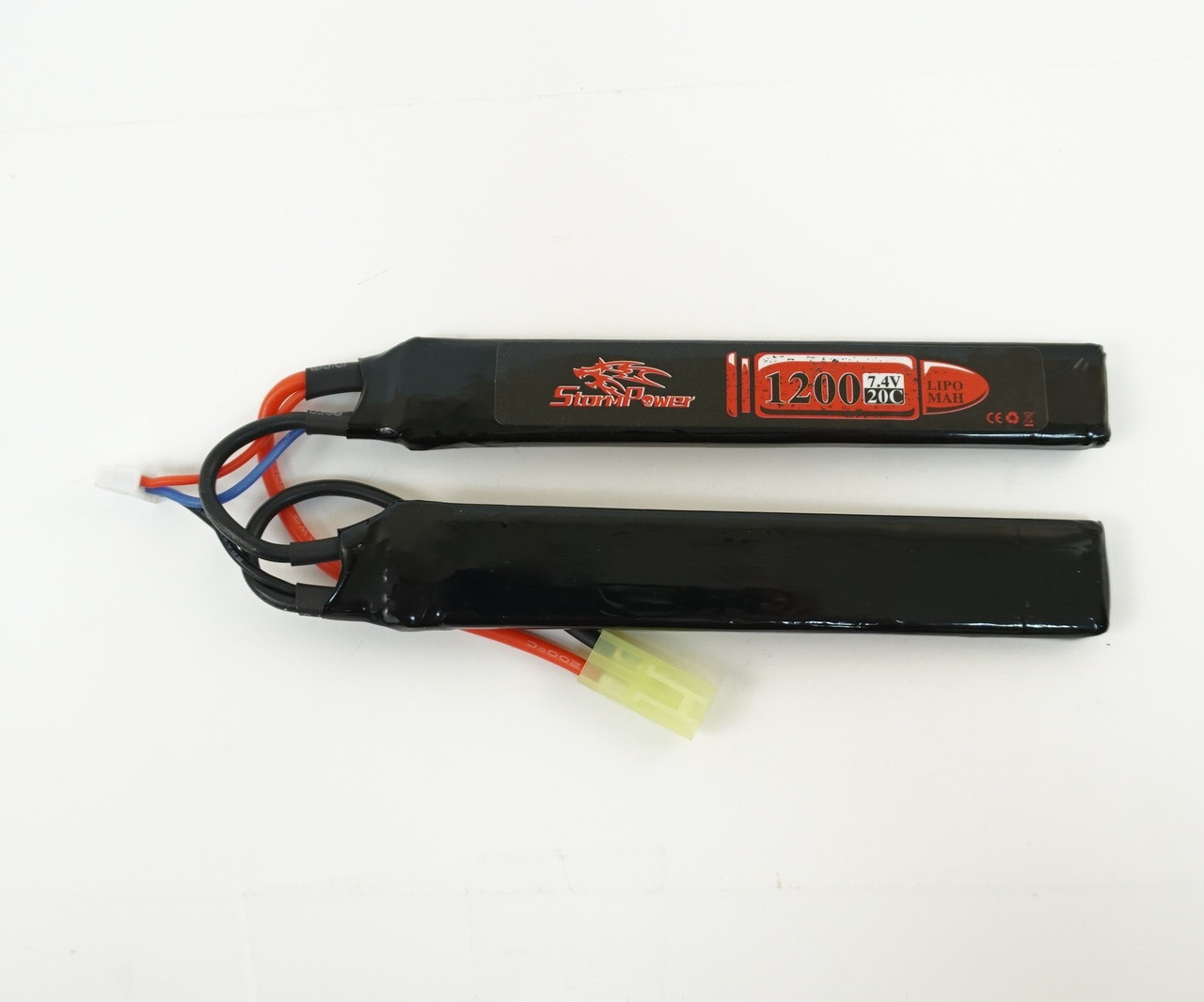 Storm Power Аккумулятор LiPo Лепесткового типа 7,4 В 1200 mAh 20C. Размер - 2x(126x20x6) мм. Черный, фото 1