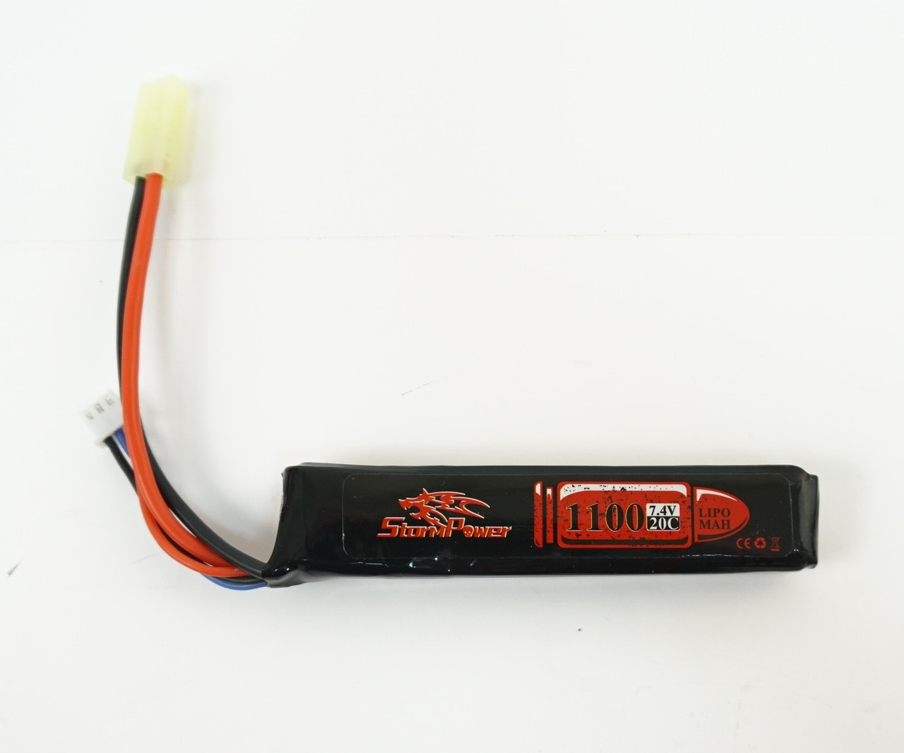 Storm Power Аккумулятор LiPo Прямоугольного типа 7.4 В 1100mAh 20С. Размер - 101x20x13 мм., фото 1