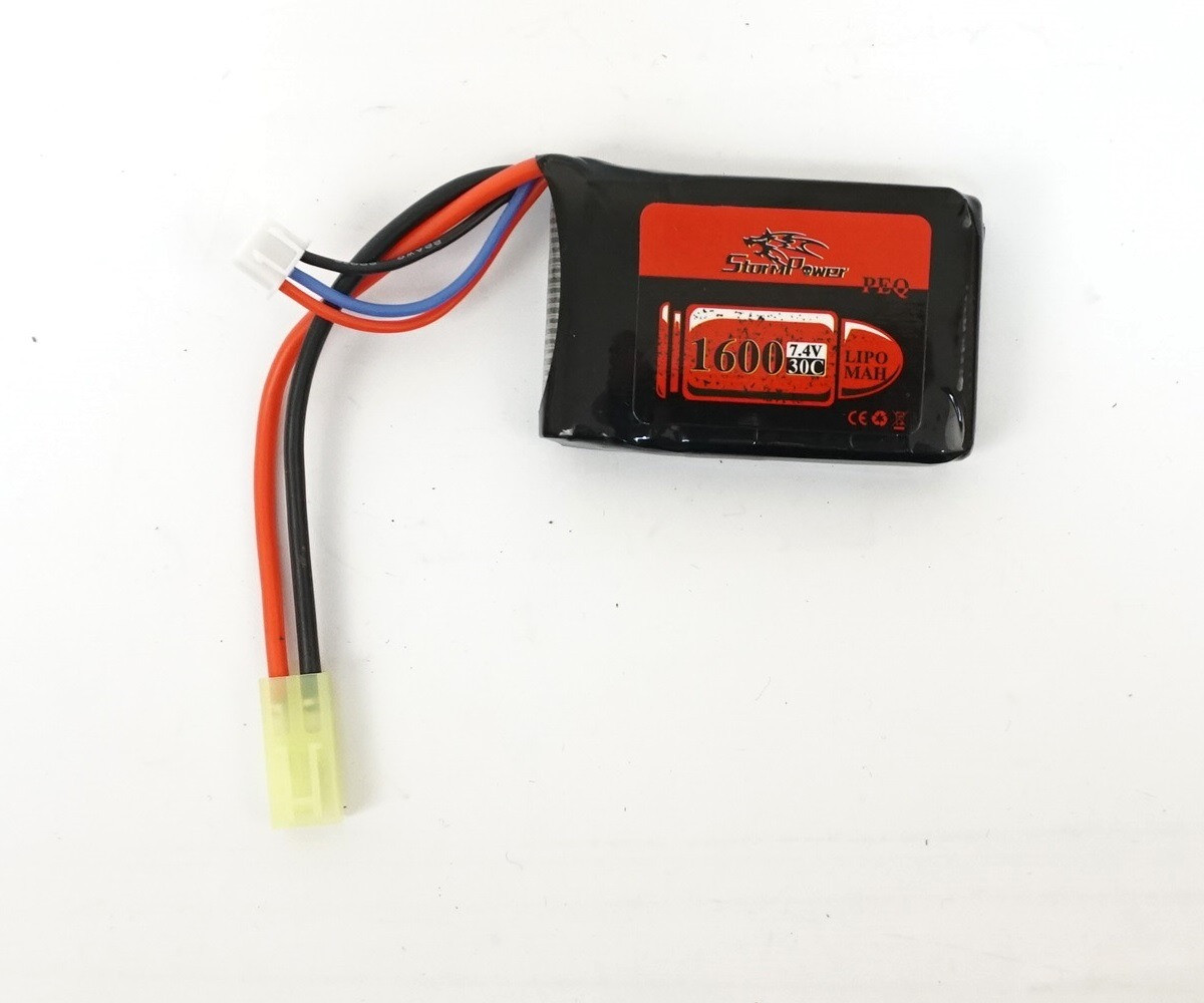 Storm Power Аккумулятор LiPo Прямоугольного типа 7.4 В 1600 mAh 30С. Размер - 66x43x16 мм., фото 1