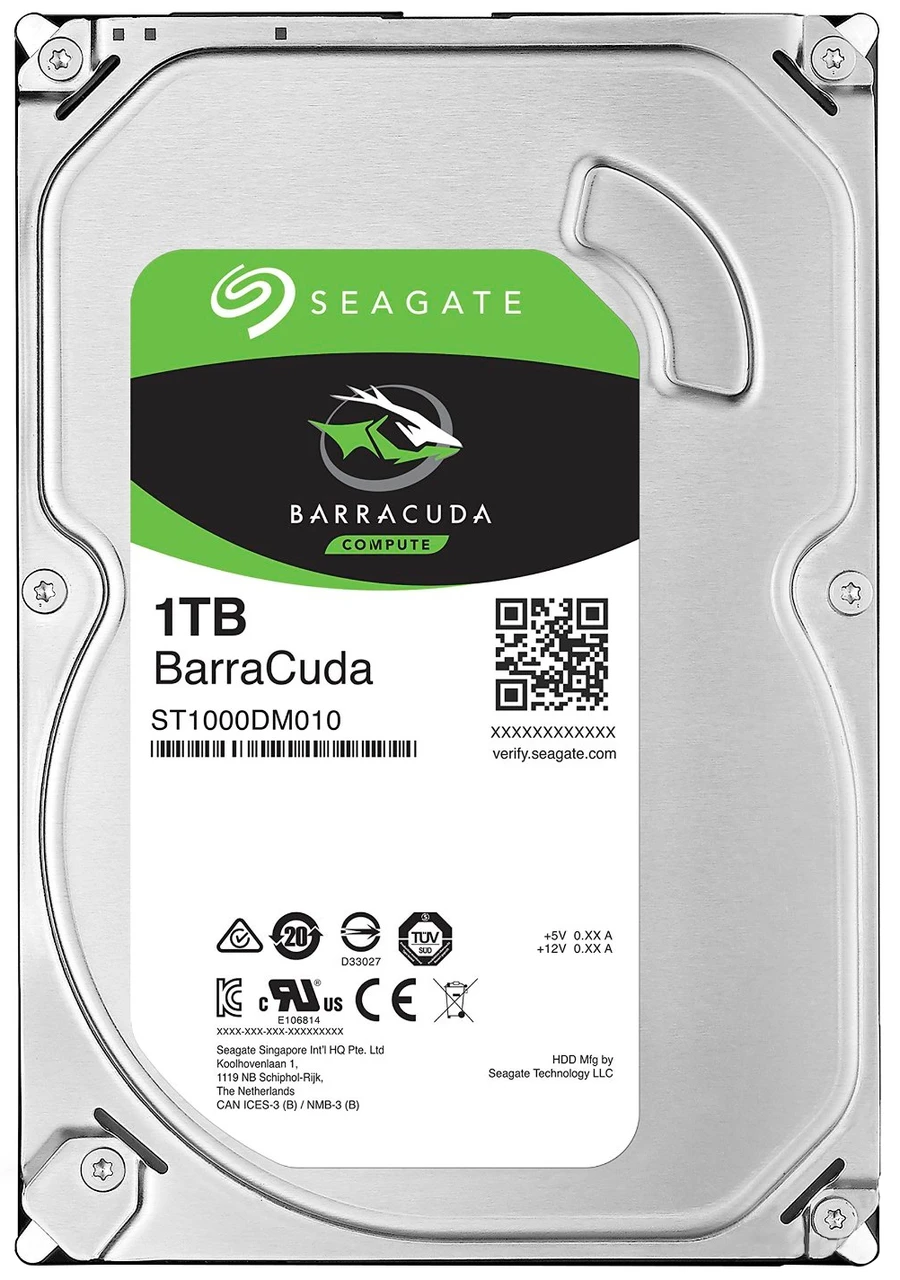 HDD 1TB Seagate Barracuda, 3.5", 7200rpm, SATA III, 64MB - фото 1 - id-p116061898