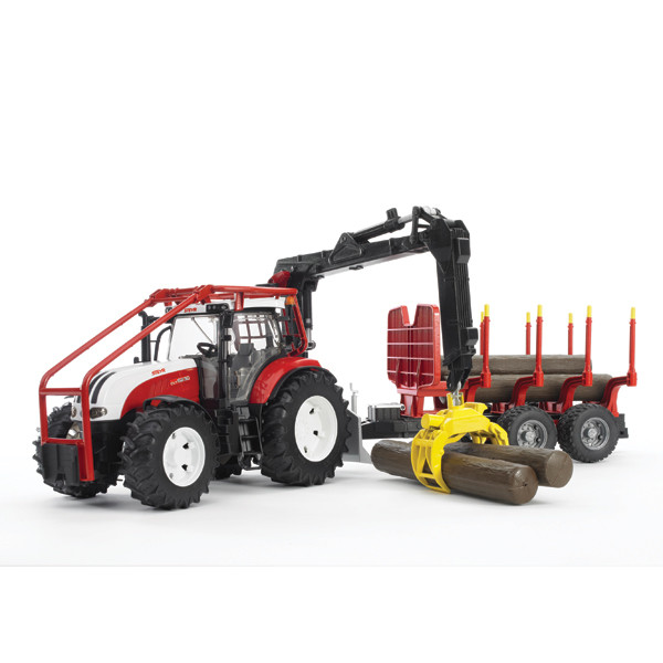 Bruder Игрушечный Лесной Трактор Steyr CVT 6230 с манипулятором и прицепом с брёвнами (Брудер)