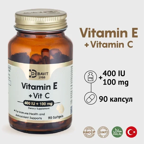 Витамин Е + Витамин С 90 капсул от DeBavit - фото 1 - id-p116063052