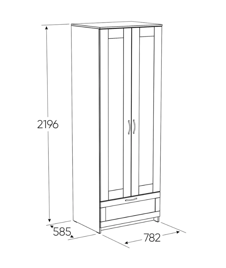 Шкаф СИРИУС комбинированный 2 двери 1 ящик и 2 зеркала, 78х59х220 см, белый - фото 3 - id-p116064111