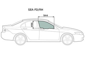 Стекло боковое опускное (Спереди/ Справа/ Цвет зеленый) Honda Accord 02-08 / Acura TSX 03-08