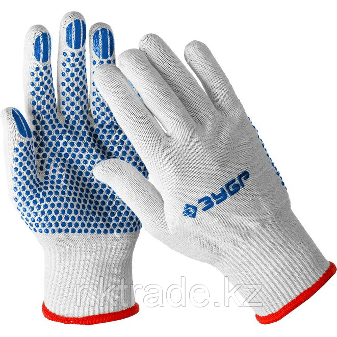 ЗУБР L-XL, 13 класс, х/б, перчатки с точками увеличенного размера, с ПВХ-гель покрытием (точка) 11451-XL