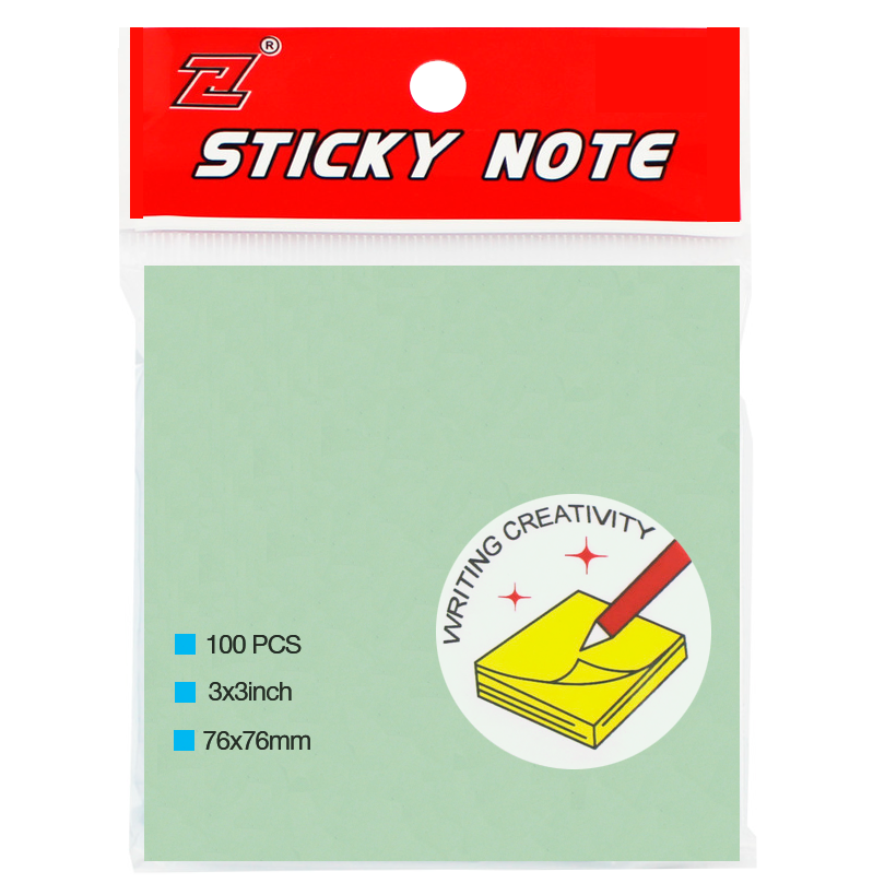 Клейкие листики "Sticky" 76 х 76 мм, зеленые, 100 листов - фото 1 - id-p116064287