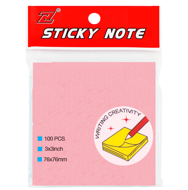 Клейкие листики "Sticky" 76 х 76 мм, розовые, 100 листов - фото 1 - id-p116064320