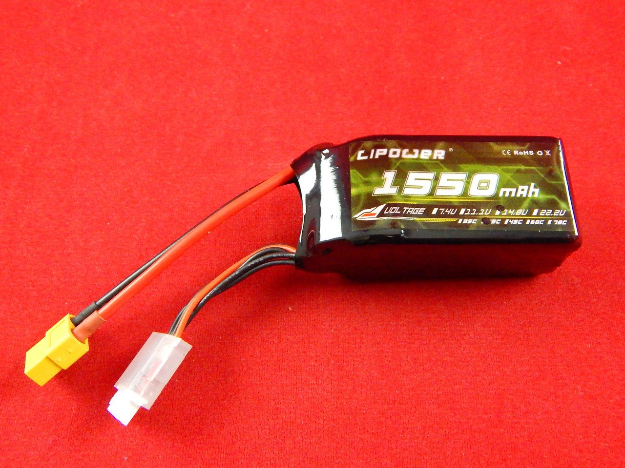 Аккумулятор Li-Po, 14.8В, 1550мА/ч, 4S, 35C, XT60 - фото 1 - id-p113526268
