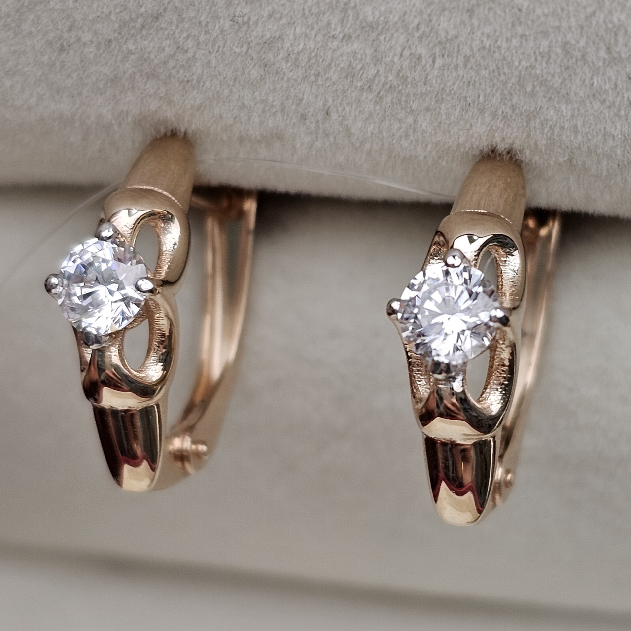 Золотые серьги к/з 2,5гр, 585 проба, фианит, фото 1