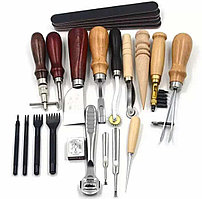 Набор инструментов «Сделай сам» для кожевенного ремесла 18 шт., шитье, перфорация, грувер, дырокол, шлифовка