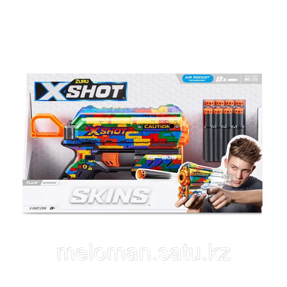 X-Shot: Skins. Бластер Flux - Striper с 8 стрелами - фото 4 - id-p116076473