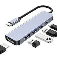 Адаптер USB 3.1 Type C -HDMI 4k +3хUSB3.0 +Type C(PD)