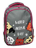 Школьный рюкзак для девочек, в начальные классы. Высота 36 см, ширина 25 см, глубина 14 см.