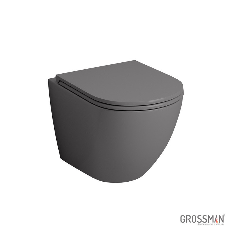 Унитаз подвесной Grossman GR-4455GMS серый матовый - фото 3 - id-p116078741