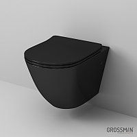 Унитаз подвесной Grossman GR-4411BS (безободковый, с тонким сиденьем) (черный)