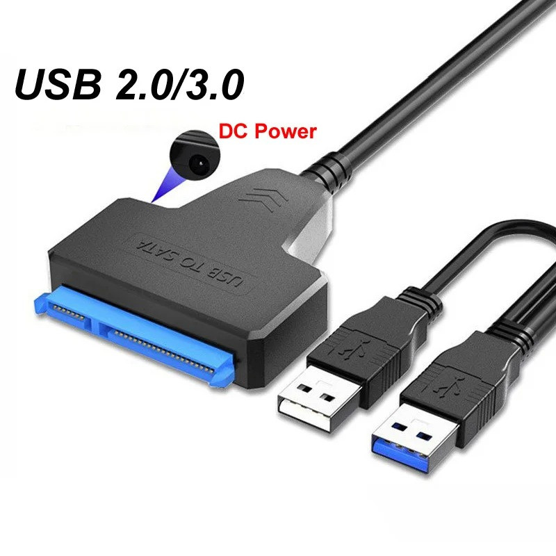 Кабель адаптер USB 3.0 - SATA для диска SSD HDD 2.5" 3.5" CD/DVD с разъемом под блок питания