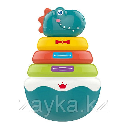 HUANGER Игрушка развивающая Пирамидка Дино,11*11*16,5 см