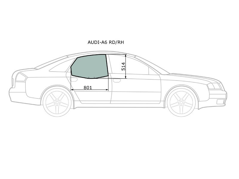 Стекло боковое опускное (Сзади/ Справа/ Цвет зеленый) Audi A6 97-05 / S6 99-04 - фото 1 - id-p115933447