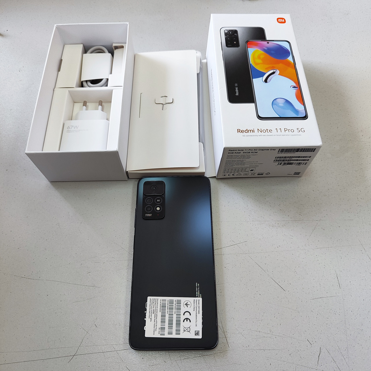 Смартфон Xiaomi Redmi Note 11 Pro 5G, A11/2.2GHz/6GbRAM, 64GbROM/6.67",2400x1080/Wi-Fi, 2xSIM, Gray - фото 1 - id-p116088597