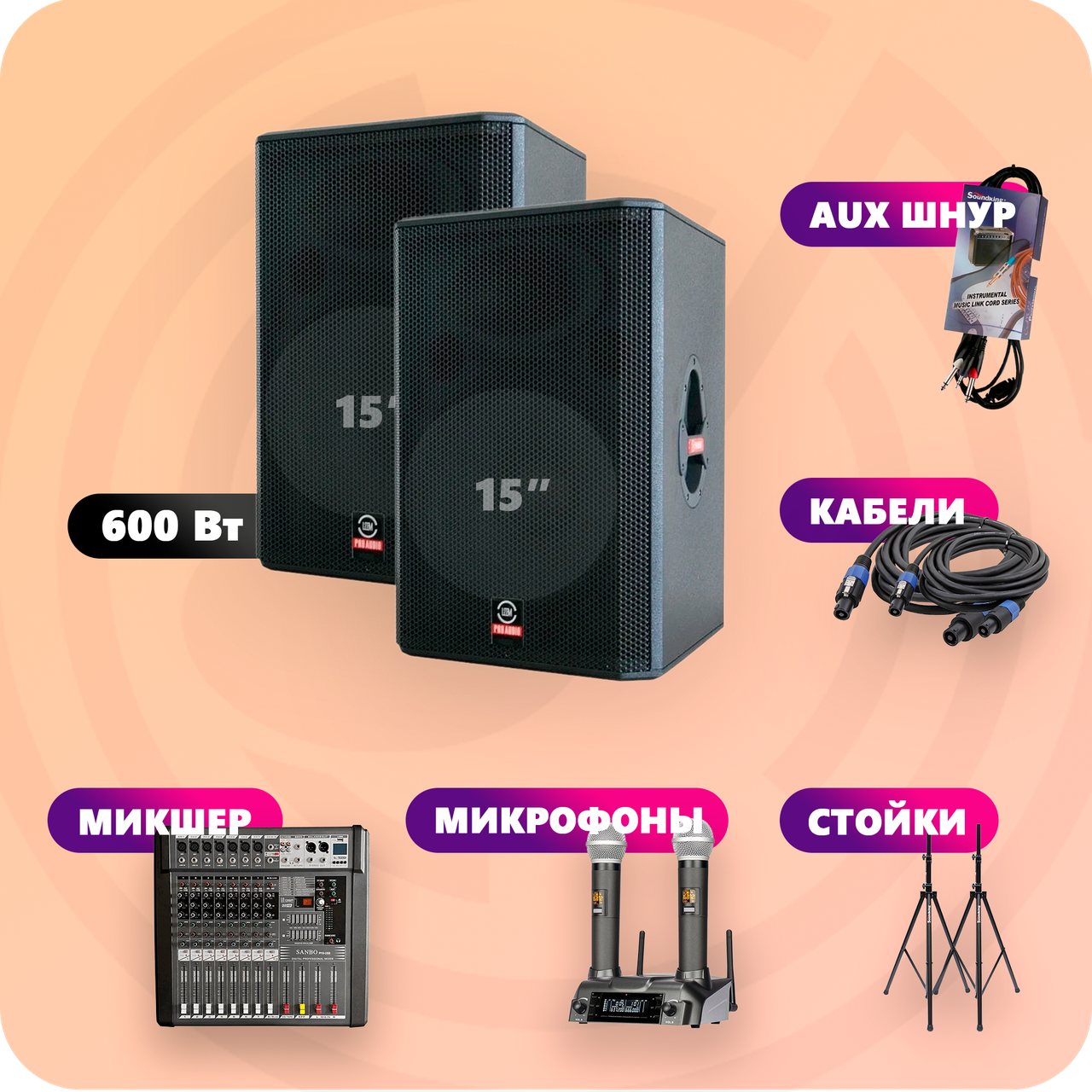 Комплект акустического оборудования, пассивный, Leem NWX-115-KIT, фото 1