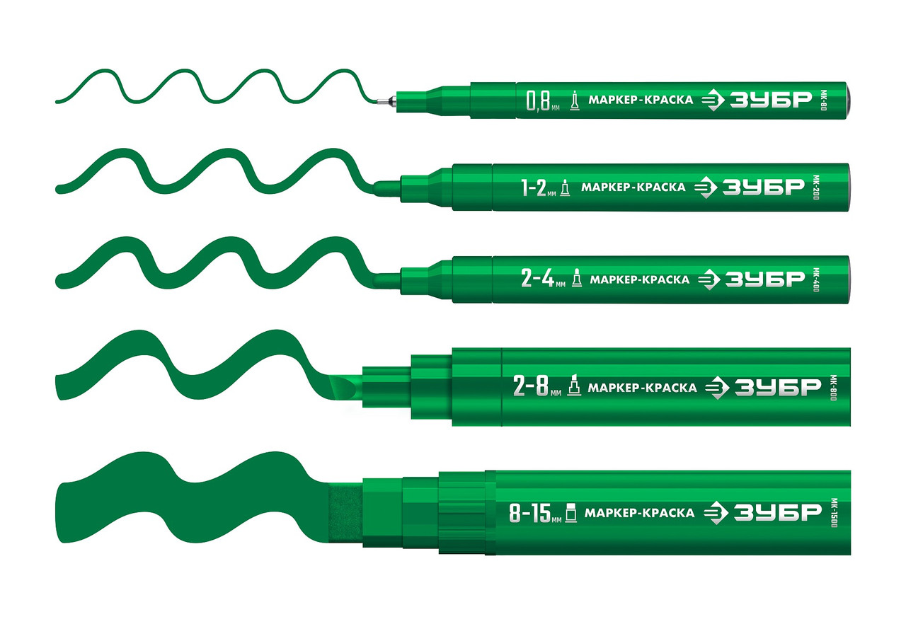 ЗУБР МК-800 2-8 мм, клиновидный, зеленый, экстрабольшой объем, Маркер-краска, ПРОФЕССИОНАЛ (06327-4) - фото 4 - id-p116098568