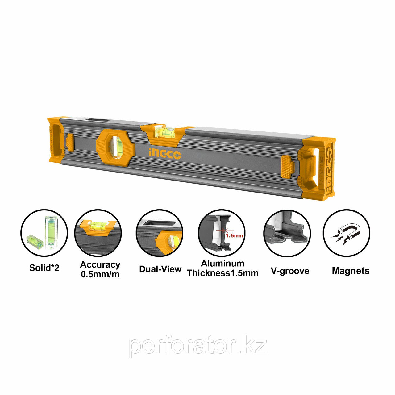 INGCO Уровень усиленный с магнитом INDUSTRIAL 60 см