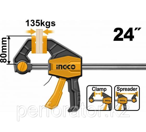 INGCO Струбцина быстрозажимная INDUSTRIAL 24" 80х600 мм - фото 1 - id-p116098896