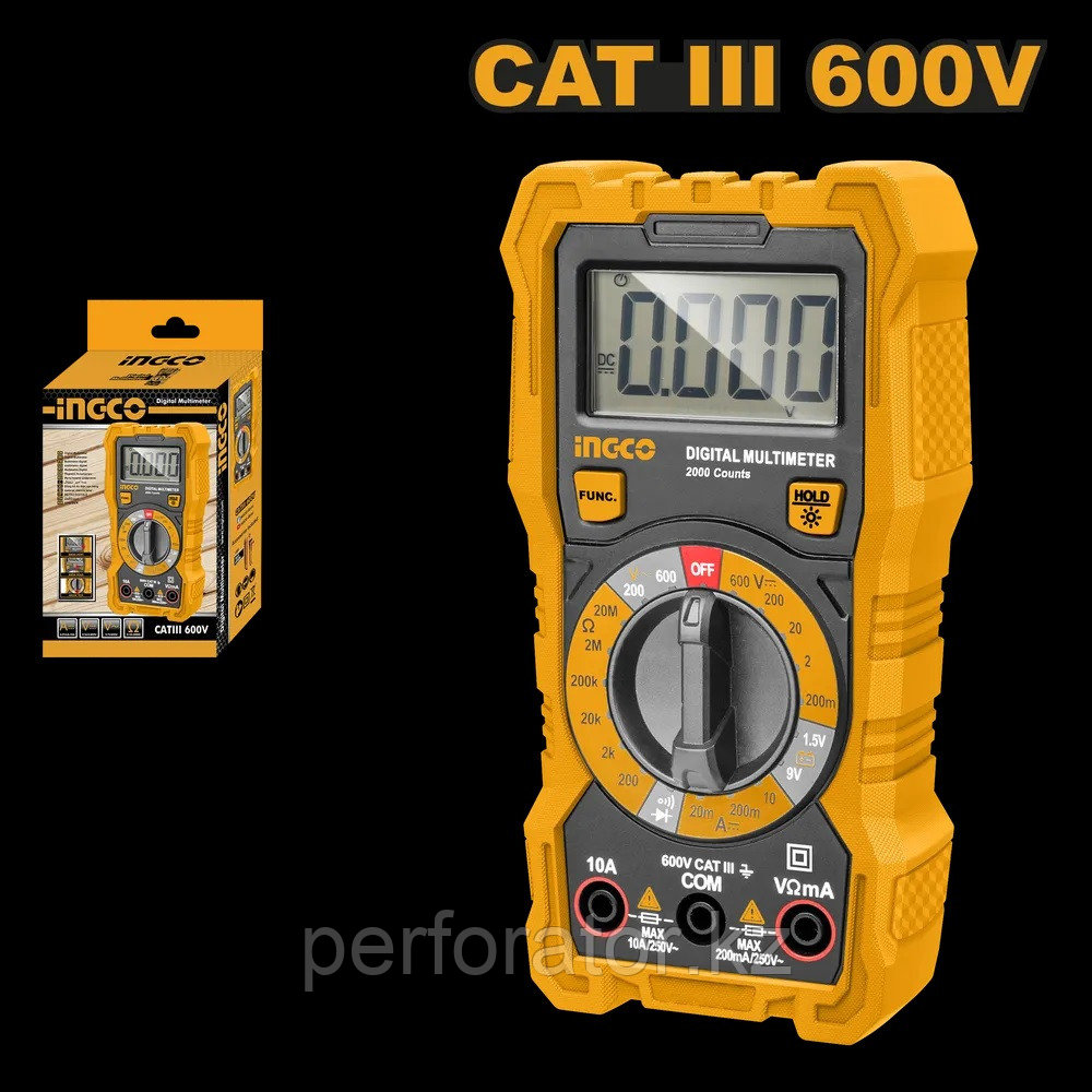 INGCO Мультиметр цифровой DM200 /Диапазон частот по переменному току: 40-500 Гц - фото 1 - id-p116098994