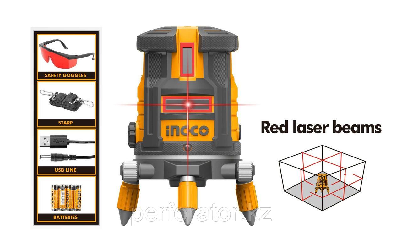 INGCO Нивелир лазерный 30м (RED) INDUSTRIAL/Количество лучей - 5шт (1 горизонтальный 4 - фото 1 - id-p116099013