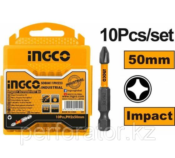 INGCO Биты ударные INDUSTRIAL IMPACT РН2х50мм 10 шт - фото 1 - id-p116099093