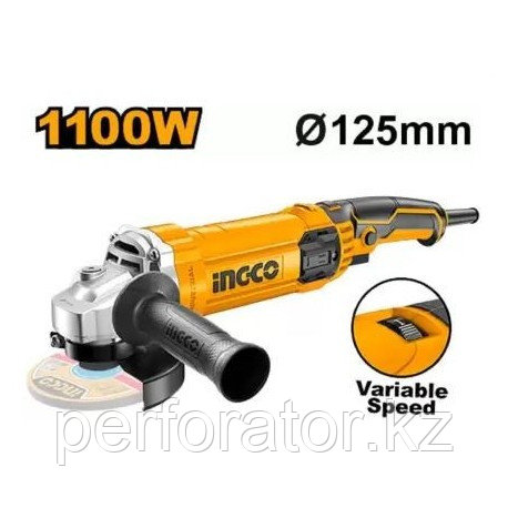 INGCO Машина углошлифовальная c регулировкой оборотов INDUSTRIAL Ø125мм 1100W - фото 1 - id-p116099170