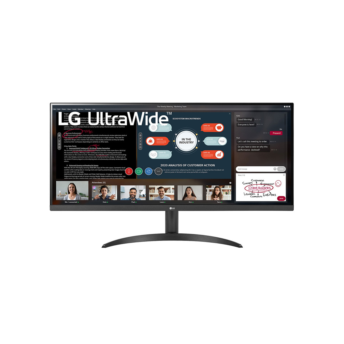 Монитор 34" LG 34WP500 Black - фото 2 - id-p116076354