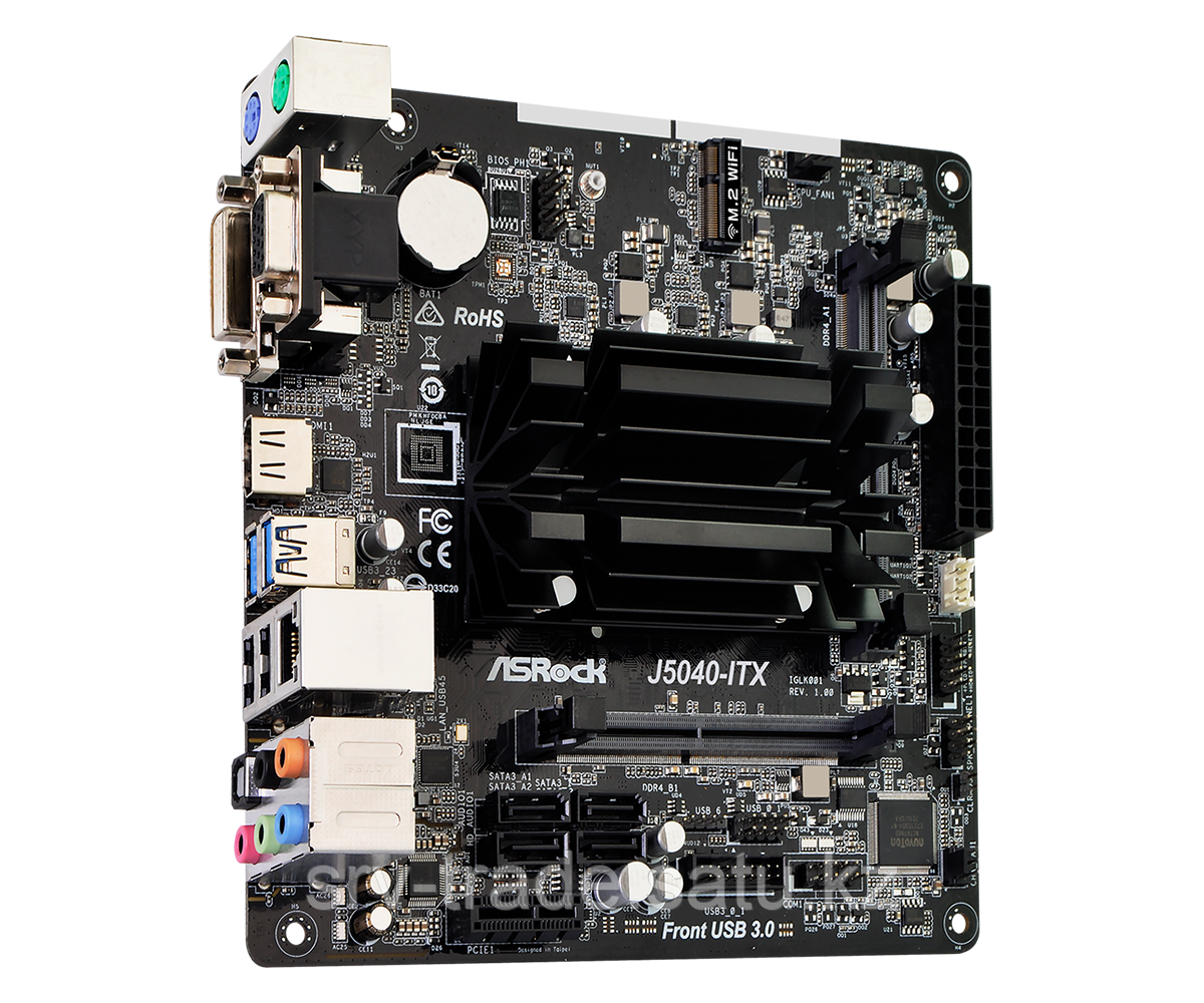 Материнская плата ASRock J5040-ITX Quad-Core J5040 3,2ГГц 2xSO-DIMM DDR4 4xSATA3 VGA DVI HDMI mITX - фото 3 - id-p115358239